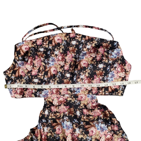 Mable Cut Out Dress Womens Size Large Multi Floral Cowl Neck Backless Maxi Dress - Picture 11 of 16